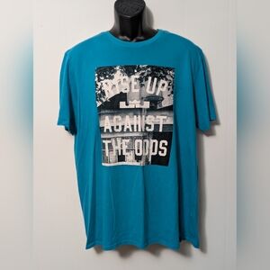 Men's Nike Lebron James Blue Rise up Against the Odds Akron OH T Shirt Size XL